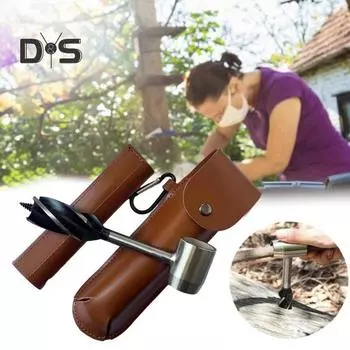 Ручная шнековая дрель для деревообработки, дрель по дереву, острый шестигранник из нержавеющей стали, встроенный сварочный ключ, ручной шнековый ключ, ручной шнек с чехлом из искусственной кожи коричневый