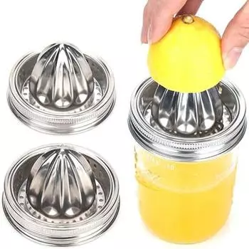 Ручная соковыжималка, 2 шт., портативная банка с широким горлом, отверстия в крышке, пищевая нержавеющая сталь, лимон, апельсин серебряный