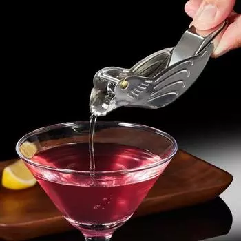 Ручная соковыжималка для лимона из нержавеющей стали Bird Citrus Lime Squeezer Портативная соковыжималка для цитрусовых Кухонный гаджет серебряный