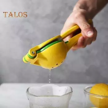 Ручная соковыжималка для лимонов 2-в-1, ручная соковыжималка для лаймов, лимонов, простой в использовании пресс для цитрусовых, эргономичная ручка, незаменимая вещь на кухне для домашнего коммерческого использования жёлтый