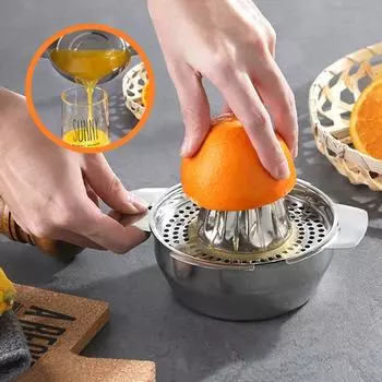 Ручная соковыжималка для лимонов из нержавеющей стали с чашей-контейнером, портативная соковыжималка для фруктов, бытовая небольшая креативная соковыжималка