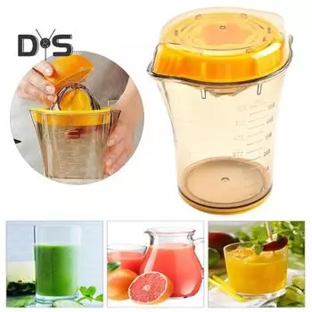 Ручная соковыжималка Прочная прочная соковыжималка для лимона с мерным стаканом Простая в использовании Соковыжималка для фруктов с нескользящим основанием Товары для дома оранжевый/жёлтый