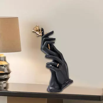 Ручная статуэтка розы, абстрактная статуэтка из смолы, современная скульптура, украшение для дома чёрный