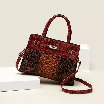 Ручная сумка-тоут в стиле ретро со змеиным узором, сумка с замком и пряжкой, осень-зима 2024, модная женская сумка через плечо на одно плечо