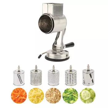 Ручная терка для сыра, измельчитель сыра с 5 сменными лезвиями, ручная терка для овощей из нержавеющей стали с усиленным всасыванием