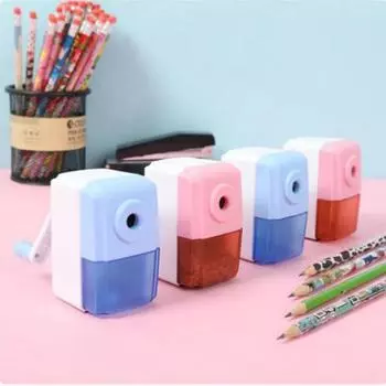 Ручная точилка для карандашей с острым лезвием, пластиковая детская точилка для карандашей, карандаш розовый