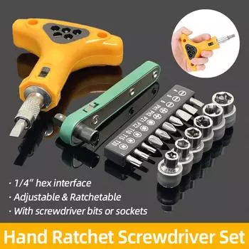 Ручная трещотка, инструмент, головки отверток, гнездо Easy Mini, 1/4 дюйма, 6,35 мм, отвертка с трещоткой, торцевые ключи, стержни для ключей, ручные инструменты