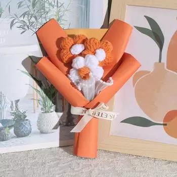 Ручная вязка крючком Цветы Вязаный цветок Тканый Искусственный цветок День святого Валентина