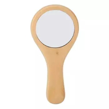 Ручное деревянное круглое зеркало для макияжа, переносные косметические зеркала с деревянной ручкой для дома и путешествий