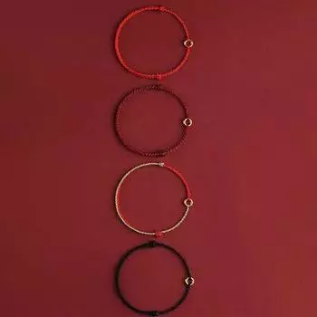 Ручное плетение круглого кольца, регулируемый счастливый красный браслет из веревки для женщин и мужчин, подвески, браслеты, браслет для друзей, любителей, благословение, подарок as the picture