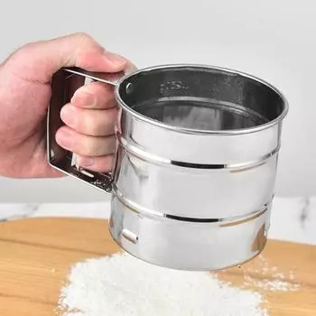 Ручное сито для муки из нержавеющей стали, простое в использовании, быстрое, удобное, антикоррозийное, креативное сито для муки для выпечки серебряный