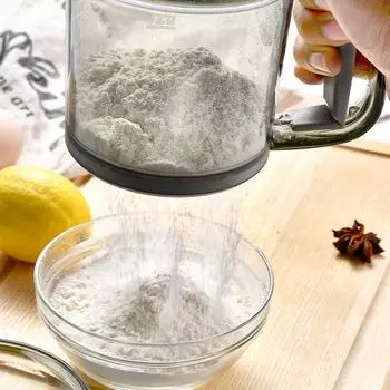 Ручное сито для муки с ручным кухонным ситом для муки со шкалой емкости для выпечки кондитерских изделий, сеткой для просеивания муки, чашкой