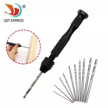 Ручное спиральное сверло из алюминиевого сплава для резьбы по дереву - Мини ручной перфоратор 10 drill bits