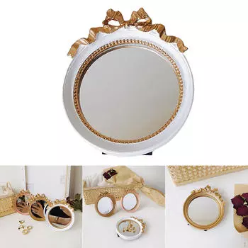 Ручное зеркало-бантик одностороннее маленькое для комода в спальне белый