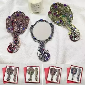 Ручное зеркало для макияжа принцессы, винтажное косметическое зеркало, маленькое туалетное зеркало, подарок на день рождения Style5 Red