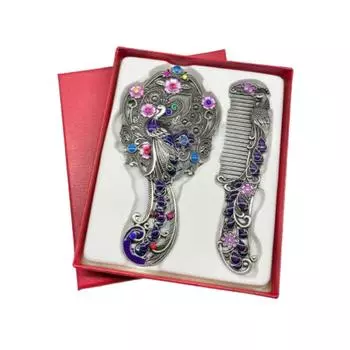 Ручное зеркало для макияжа принцессы, винтажное зеркало для туалетного столика, маленькое косметическое зеркало для женщин Style3 Blue