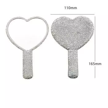 Ручное зеркало для макияжа с бриллиантами Love Heart Mirror с женской ручкой для макияжа Косметические инструменты для красоты Ручное зеркало для макияжа для девочек
