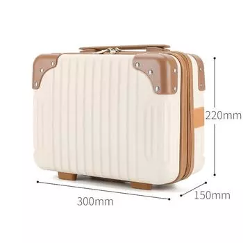 Ручной 14-дюймовый косметический чемодан для хранения, дорожная винтажная косметичка, чемодан, устойчивый к царапинам бежевый