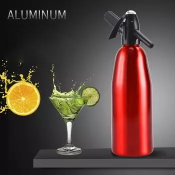 Ручной 1л сифон для газировки CO2, диспенсер для воды, генератор пузырьков, прохладный напиток, коктейль, машина для газировки, алюминиевый батончик, сделай сам, производитель соды красный