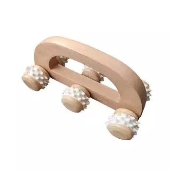 Ручной 6-роликовый массажный ролик для больных мышц, деревянные терапевтические массажные инструменты, деревянный ролик для глубокого массажа тканей