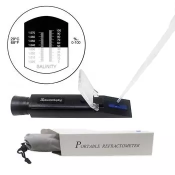 Ручной аквариумный рефрактометр 0-10% 1.000-1.070SG Концентрация морской соленой воды Марикультура Разведение Гравиметр Тестер Монитор
