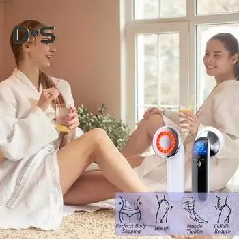Ручной аппарат для похудения Беспроводной электрический массажер для тела EMS Стимуляция мышц Радиочастотная энергия Терапия красным светом способствует сжиганию жира Устройство для укрепления кожи белый