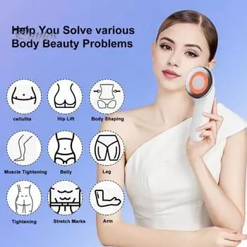 Ручной аппарат для похудения Беспроводной электрический массажер для тела EMS Стимуляция мышц Радиочастотная энергия Терапия красным светом способствует сжиганию жира Устройство для укрепления кожи белый