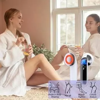 Ручной аппарат для похудения Беспроводной электрический массажер для тела EMS Стимуляция мышц Радиочастотная энергия Терапия красным светом способствует сжиганию жира Укрепление кожи белый