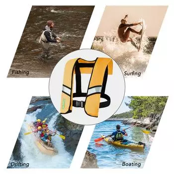 Ручной/автоматический надувной спасательный жилет для взрослых, спасательный жилет для водных видов спорта, плавания, рыбалки, выживания Manual inflation оранжевый