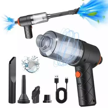 Ручной автомобильный пылесос 120 Вт Мощный всасывающий маленький автомобильный пылесос Мини-пылесборник с USB Портативный пылесос Бесшумный пылесос чёрный