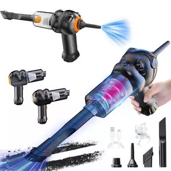 Ручной автомобильный пылесос Мощный всасывающий маленький автомобильный пылесос Мини-пылесборник с USB Портативный пылесос чёрный