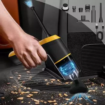 Ручной автомобильный пылесос Мощный всасывающий маленький автомобильный пылесос Мини-пылесборник с USB Портативный пылесос чёрный