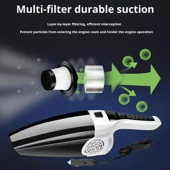 Ручной автомобильный пылесос с мощным всасыванием, низким уровнем шума, легкой конструкцией, портативный инструмент для влажной/сухой уборки с насадками оранжевый