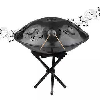 Ручной барабан на 10 нот. 22-дюймовый барабан из нержавеющей стали. Ручной барабан с подставкой для молотков. Чехол для переноски. золотой