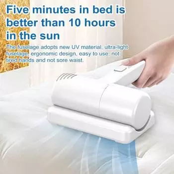 Ручной беспроводной пылесос для матраса, средство для удаления пыли, мощный, сильное всасывание, высокоэффективная фильтрация, перезаряжаемый пылесос белый