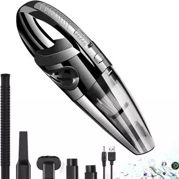 Ручной беспроводной пылесос для сухой и влажной уборки 120 Вт 3200 кПа с сильным всасыванием, аккумуляторный автомобильный пылесос для автомобиля, дома, домашних животных и офиса 35CMX12CM чёрный