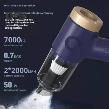 Ручной беспроводной пылесос с мощностью всасывания 7000 Па, перезаряжаемый, с низким уровнем шума, легкий беспроводной пылесос с насадками чёрный