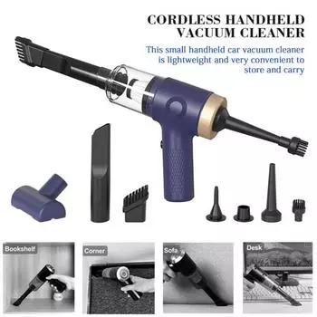 Ручной беспроводной пылесос с мощностью всасывания 7000 Па, перезаряжаемый, с низким уровнем шума, легкий беспроводной пылесос с насадками чёрный