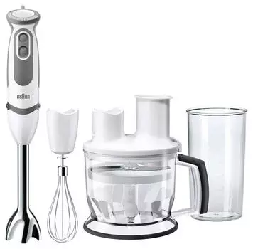 Ручной блендер Braun Household Multi Quick 5 Vario 7 в 1 для замешивания теста, белый MQ5075 Измельчение, смешивание, взбивание, измельчение, нарезка ломтиками, рубка,