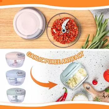 Ручной чеснокодавка измельчитель овощей, ручная струнная овощерезка лукорезка One Size розовый