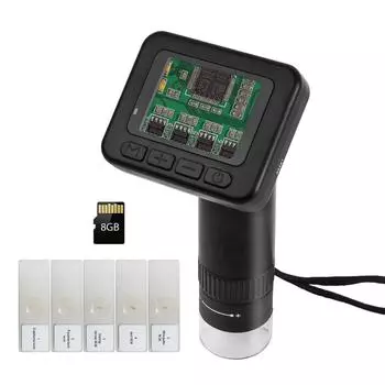 Ручной цифровой микроскоп для взрослых с увеличением 1000X, портативный микроскоп для детей 2,0 дюйма чёрный