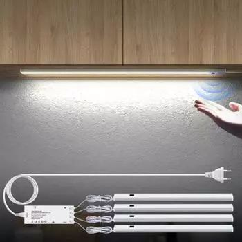 Ручной датчик движения светодиодные фонари алюминиевый барный светильник витрина шкаф лампа подсветка для кухни ночное освещение DC12V White