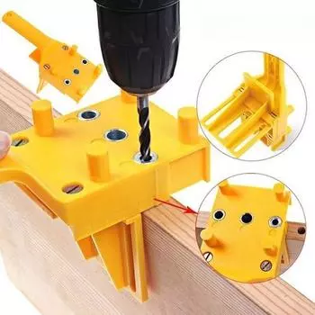 Ручной деревообрабатывающий дюбель, направляющий инструмент для сверления отверстий, подходит для сверла 6, 8, 10 мм жёлтый