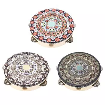 Ручной деревянный тамбурин 8 дюймов джинглы музыкальный образовательный инструмент для взрослых и детей Red Flower