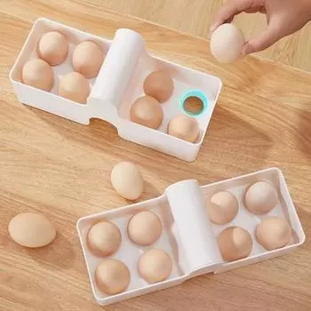 Ручной держатель для яиц с ручкой, большой емкости, легко моется, экономит место, штабелируемый органайзер для яиц, диспенсер слоновая кость