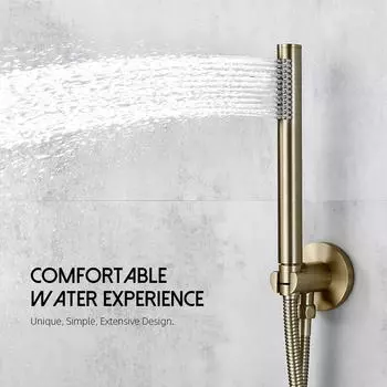 Ручной душ из матового золота, 100% латунь, круглый ручной душ для ванной комнаты с резиновым распылителем розового золота