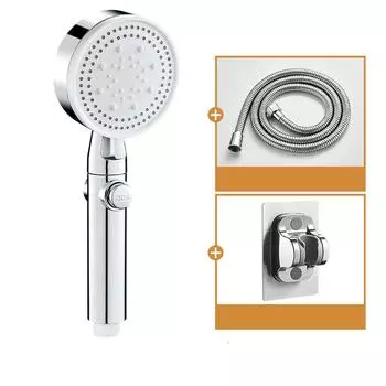 Ручной душ высокого давления со шлангом Съемная душевая насадка 5 настроек струи Аксессуары для ручных распылителей серебряный
