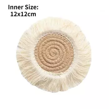 Ручной хлопковый веревочный коврик с кисточками для чашки, круглый нескользящий изолированный коврик для чаши, подставка для столовых приборов, минималистичная подставка для домашнего декора