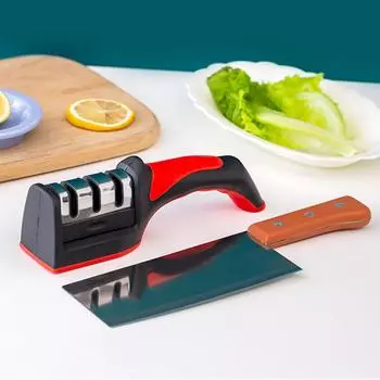 Ручной инструмент для заточки ножей, 3 сегмента, красная и черная многофункциональная точилка для ножей для кухни