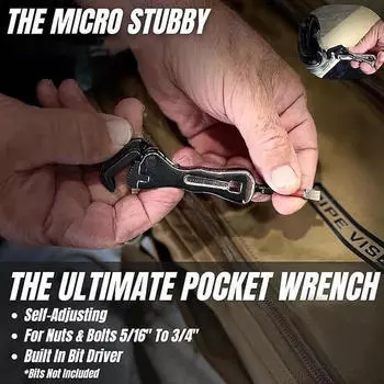 Ручной инструмент Micro Stubby Wrench, короткий, компактный, стальной, портативный, небольшой, прочный с сумкой для хранения